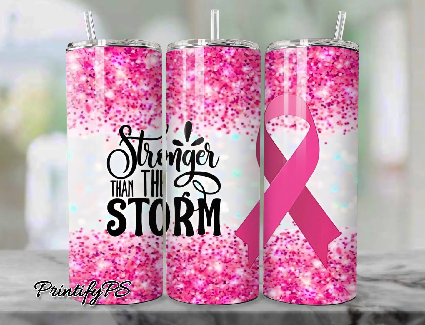 Tumbler Cancer Awareness 2 - PrintifyPS