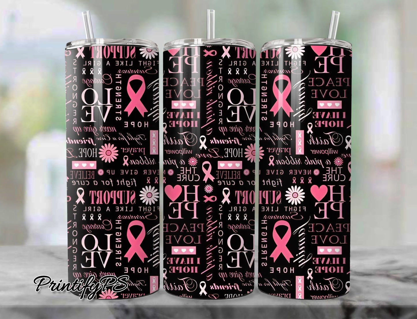 Tumbler Cancer Awareness 5 - PrintifyPS